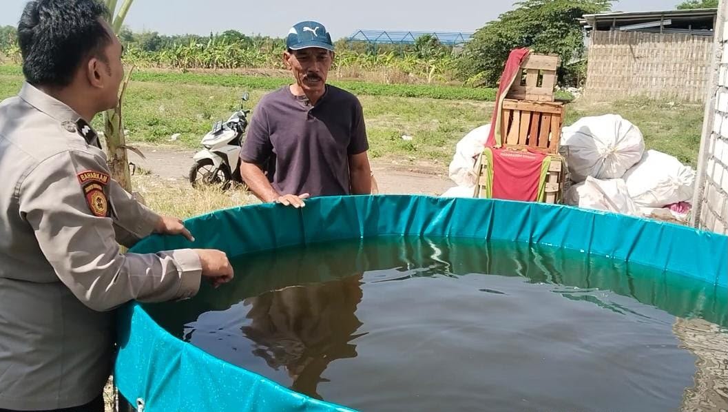 Dukung Program Swasembada Pangan, Polsek Benjeng Lakukan Pengecekan Budidaya Ikan Lele di Bulurejo
